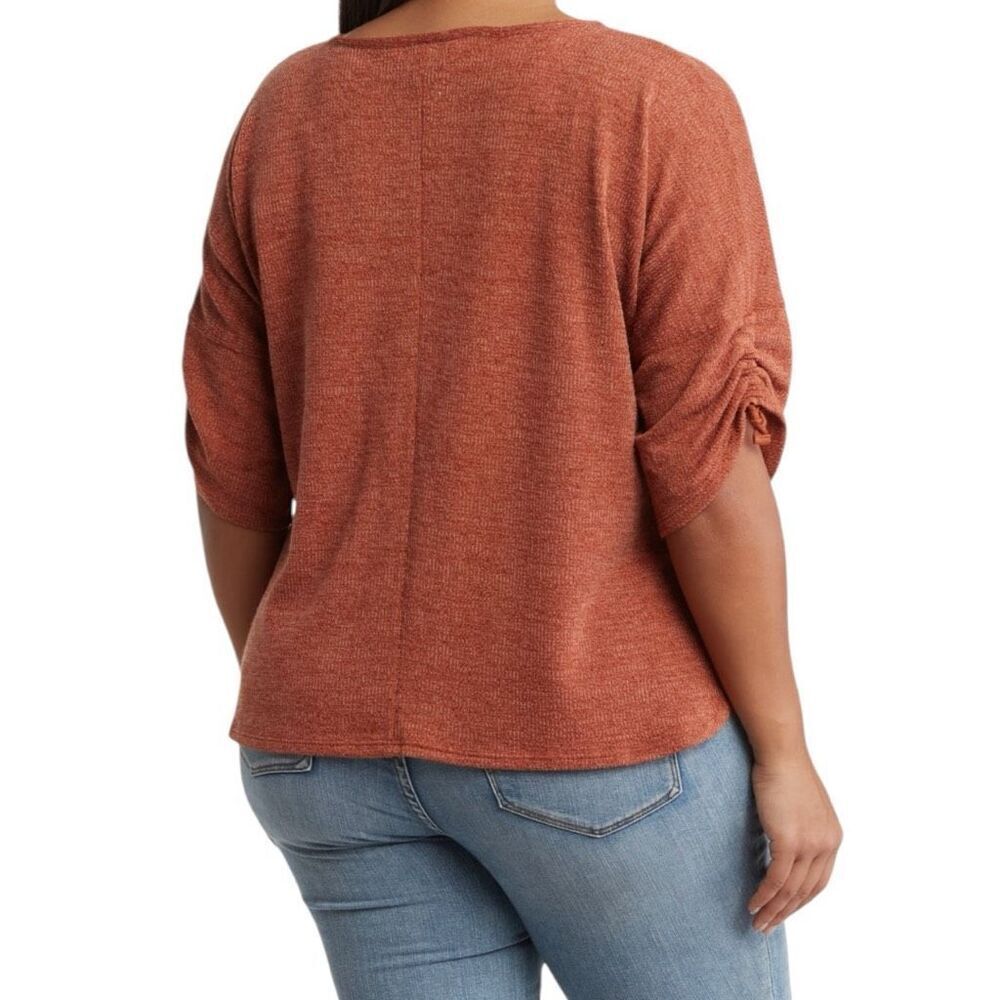 MAX STUDIO Ruched Sleeve Ribbed Top Size 2X - Picture 4 of 4